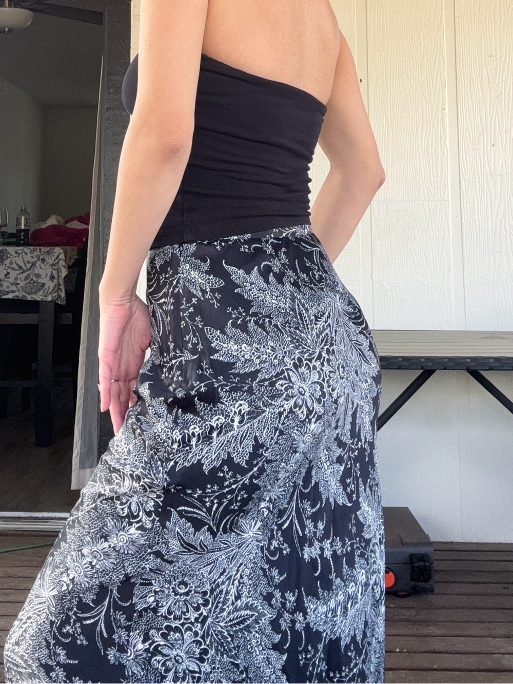 Anthropologie Black & White Paisley Maxi Skirt - Picture 2 of 4